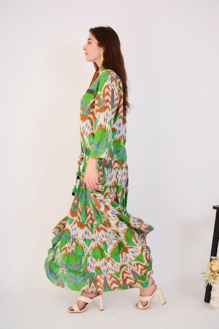 Long bohemian smock skirt - Green