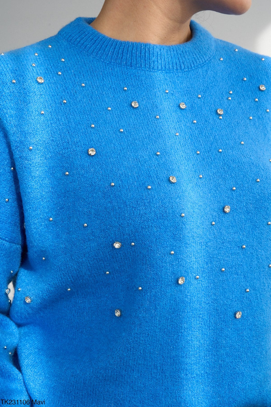 Embellished Soft Knit Jumper - Blue