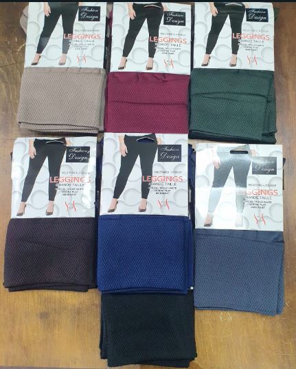 (6P.PACK) Plus Sized Fleece Lined Leggings - jqwholesale.com