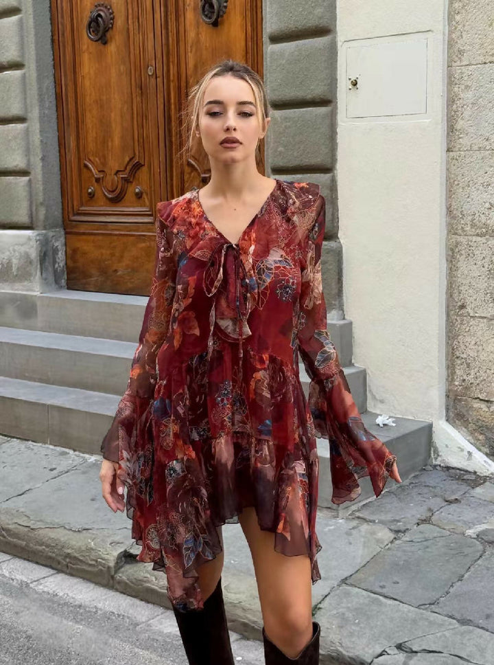 Light Chiffon Tiered Mini Dress