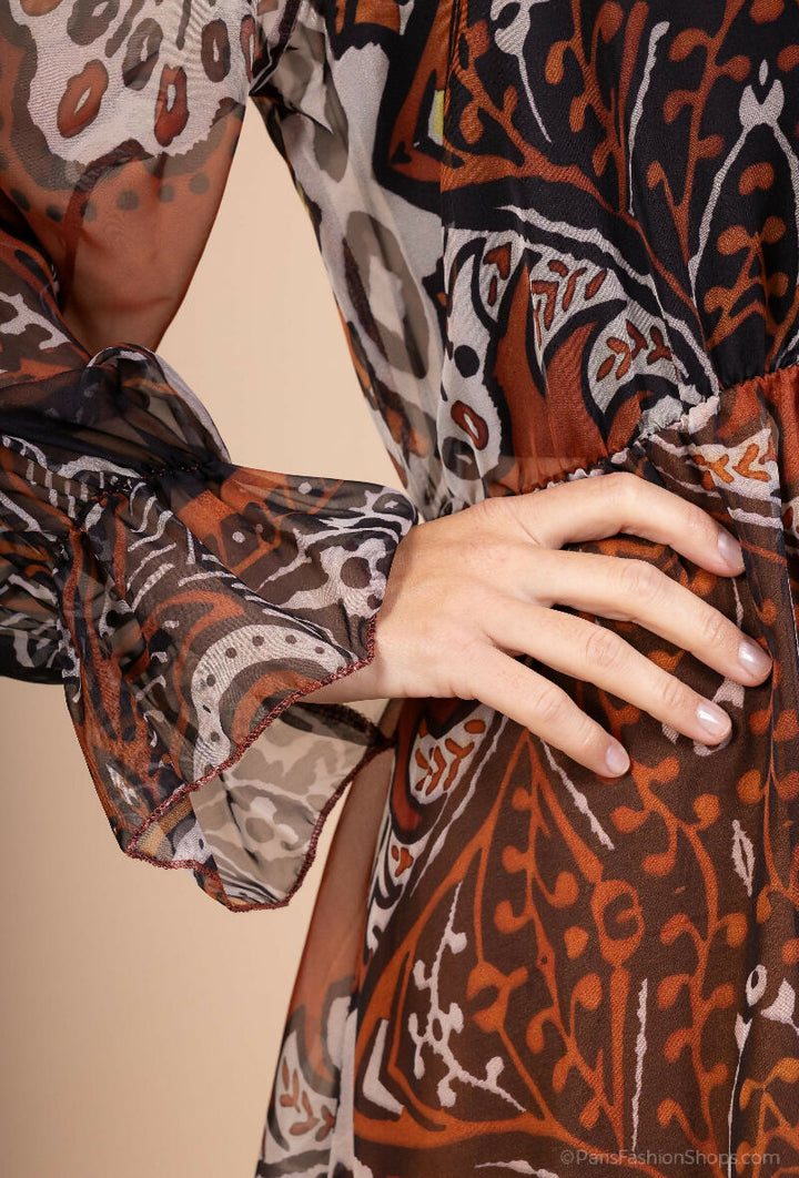 Bohemian Long Dress with Ethnic Print