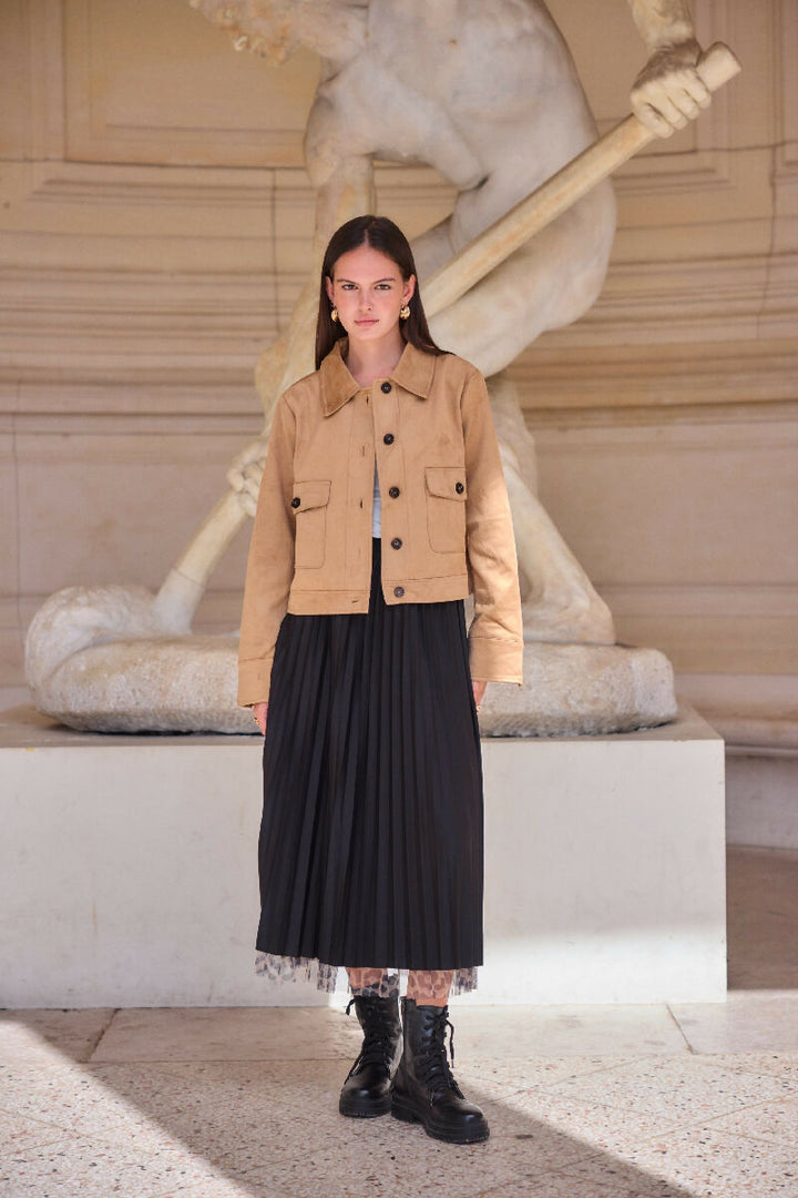 (3P.Pack) Short suede jacket - Beige - jqwholesale.com