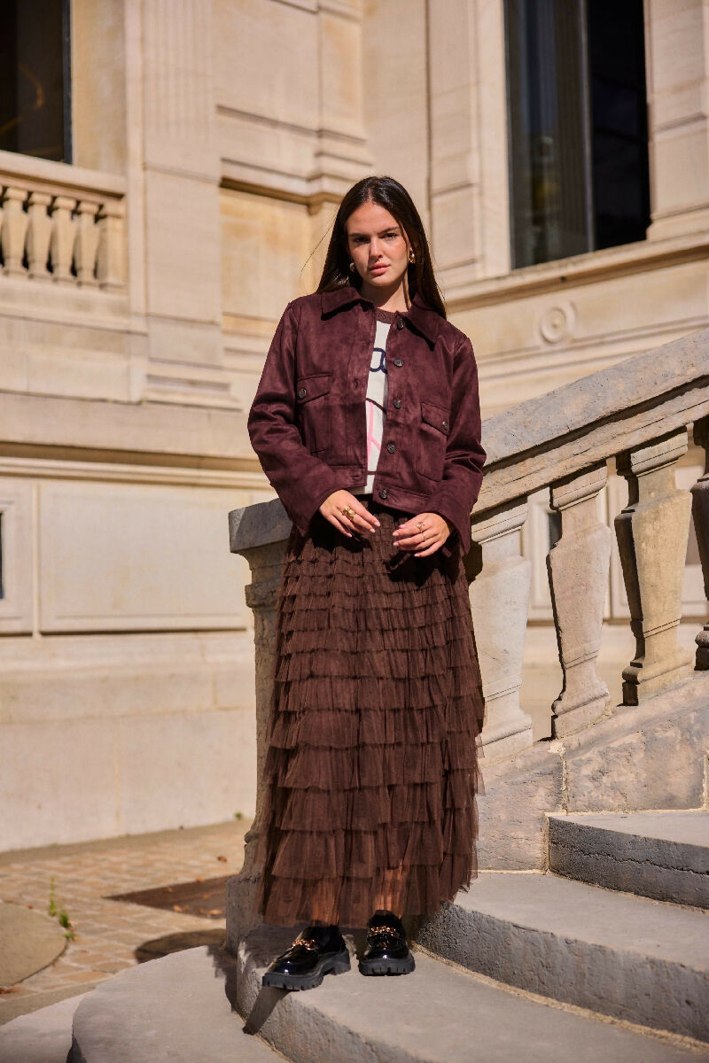 (3P.Pack) Short suede jacket - Choco - jqwholesale.com