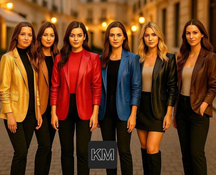 Vegan Leather Look Matte Ruched Sleeve Blazer - jqwholesale.com