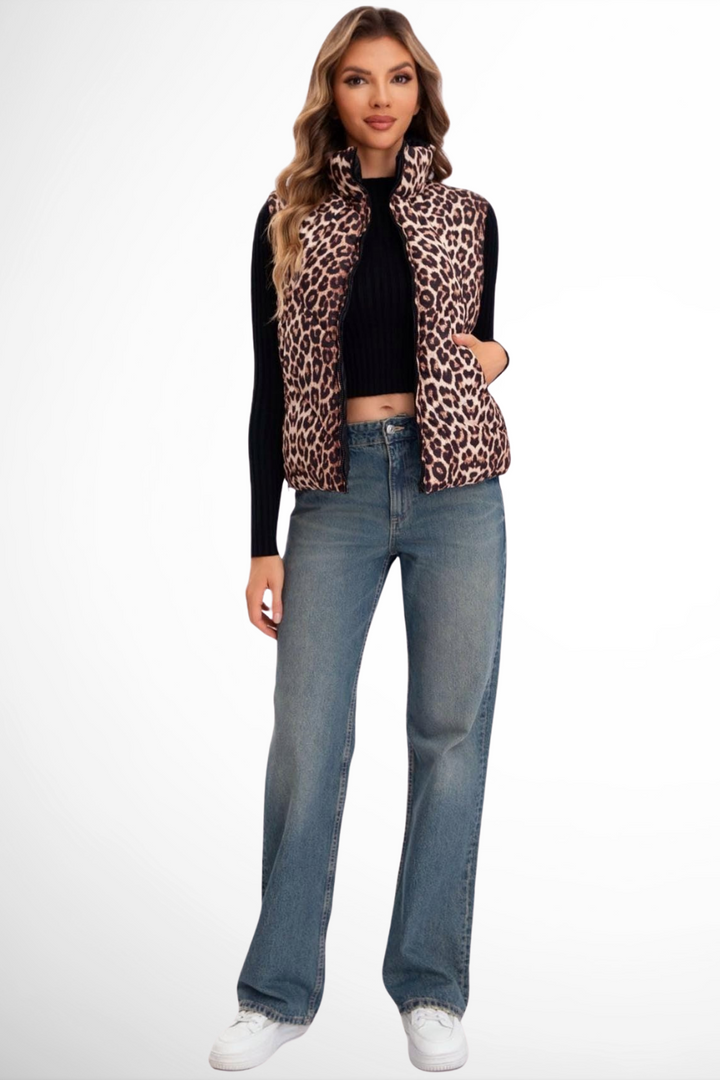 (4p.pack) Leopard Print Reversible Gilet - jqwholesale.com