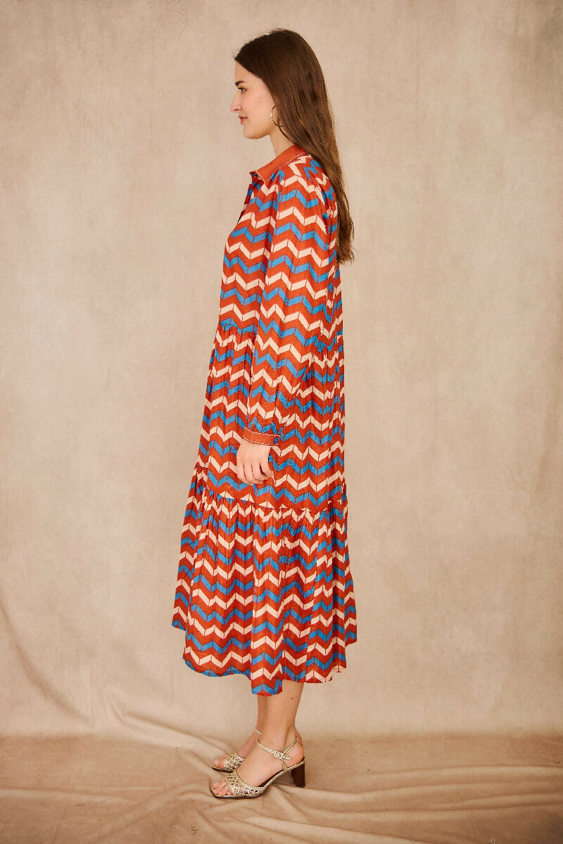 Mid-length cotton dress - Orange