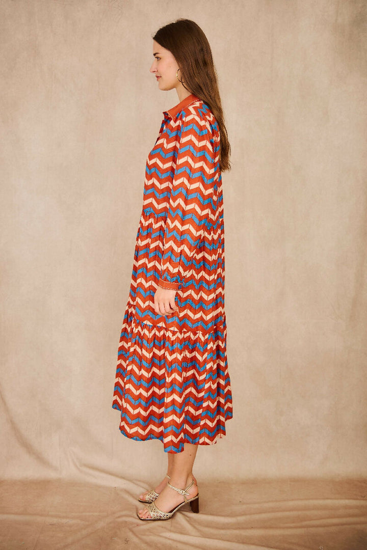 Mid-length cotton dress - Orange