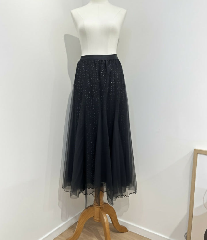 Long tulle skirt - Black