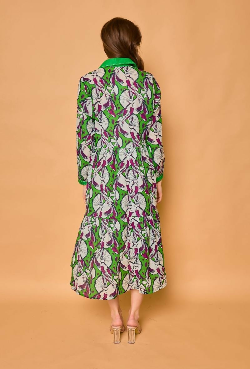 Cotton shirt dress - Green