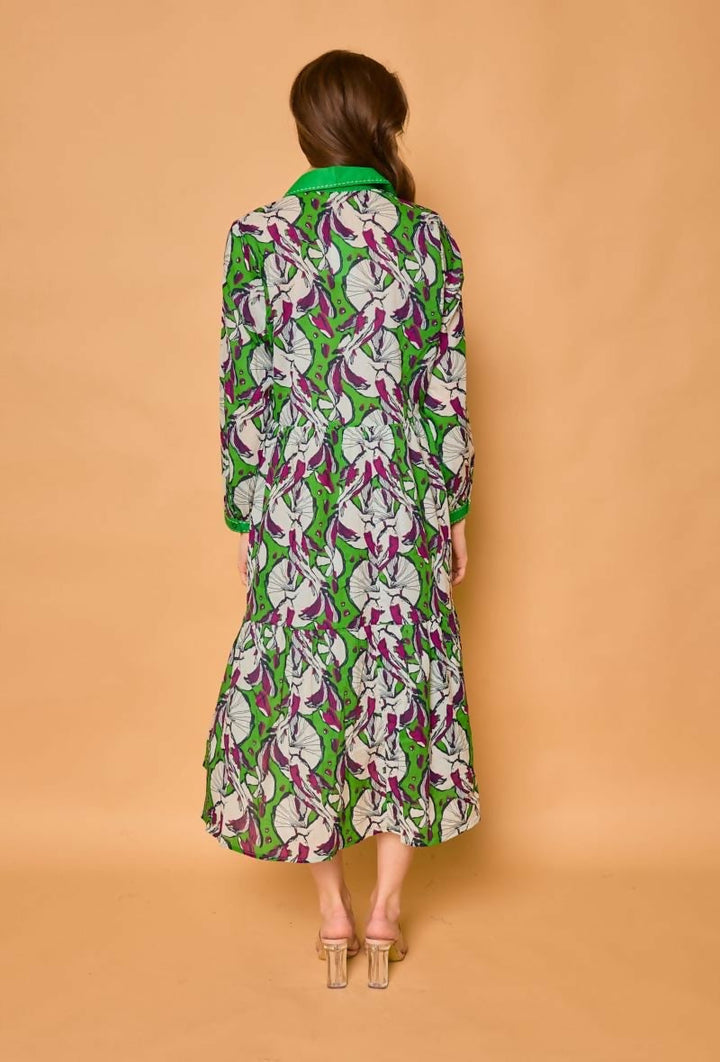 Cotton shirt dress - Green