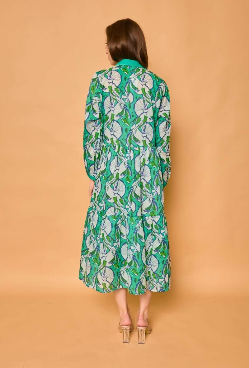 Copy of Cotton shirt dress - Turquoise