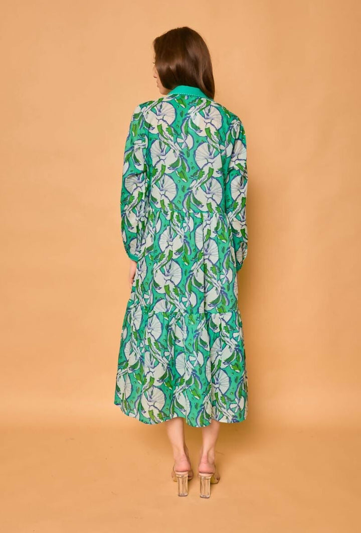 Copy of Cotton shirt dress - Turquoise