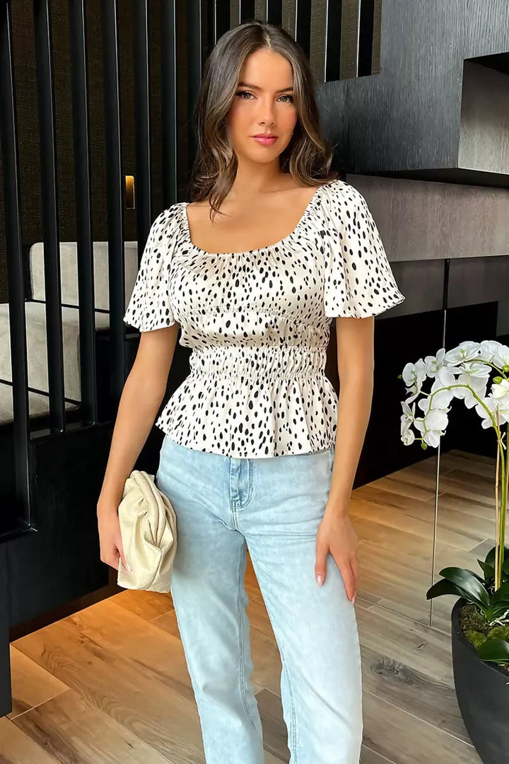 1735815314_Cream-And-Black-Spot-Printed-Flutter-Sleeve-Shirred-Waist-Top-1_800x