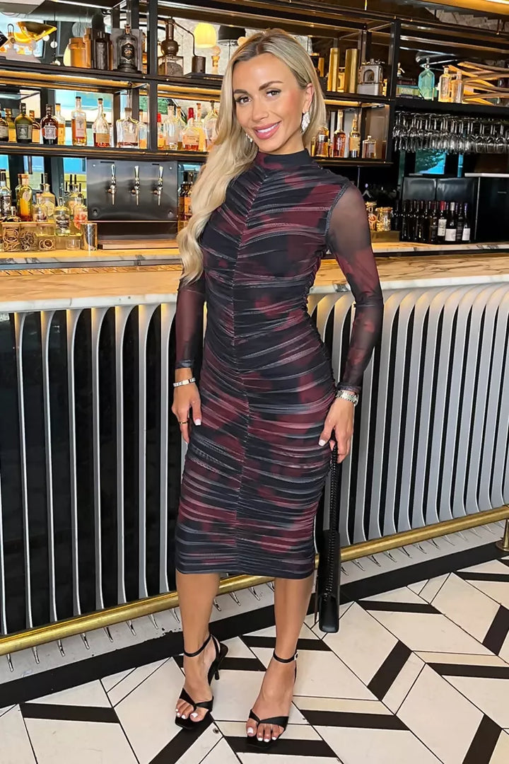 1752772478_Burgundy-And-Black-Smudge-Print-Long-Sleeve-Ruched-Bodycon-Mesh-Midi-Dress-2_800x