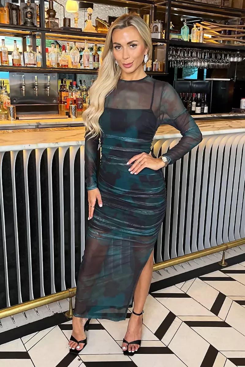 1752580048_Teal-And-Black-Smudge-Print-Mesh-Overlay-Long-Sleeve-Midi-Dress-2_800x