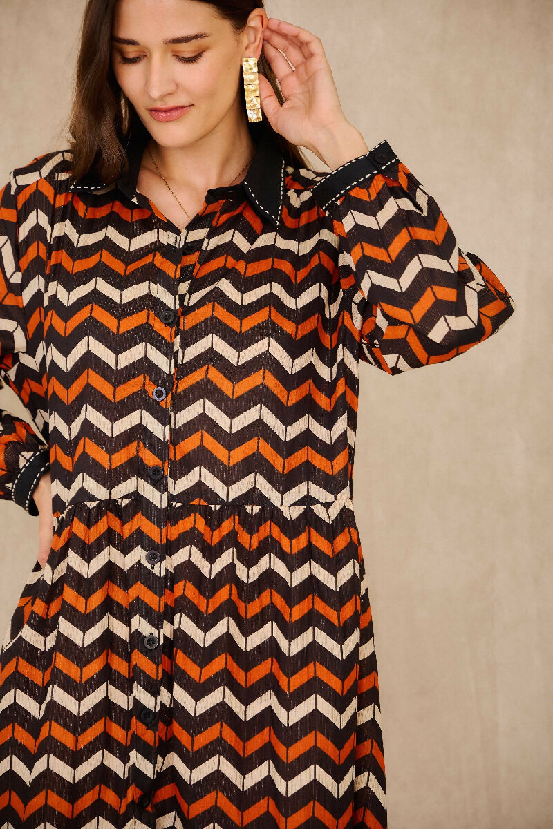 Mid-length cotton dress - black