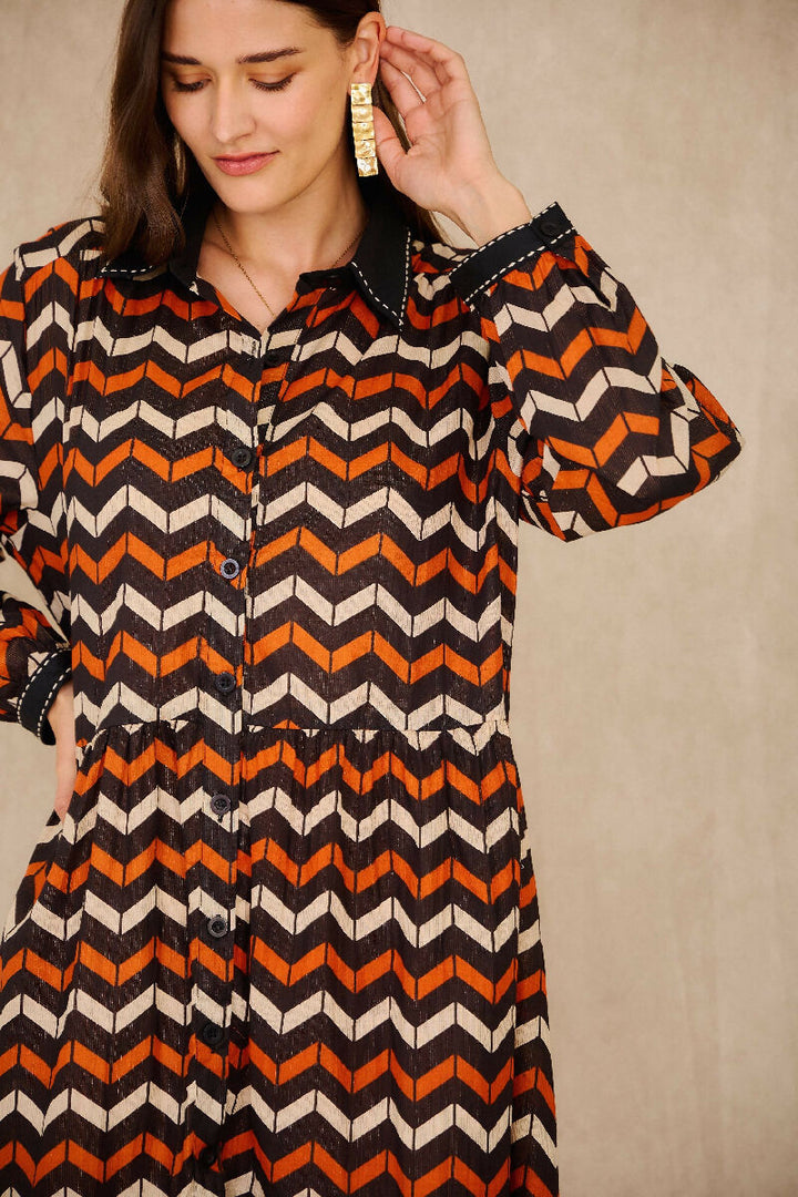 Mid-length cotton dress - black