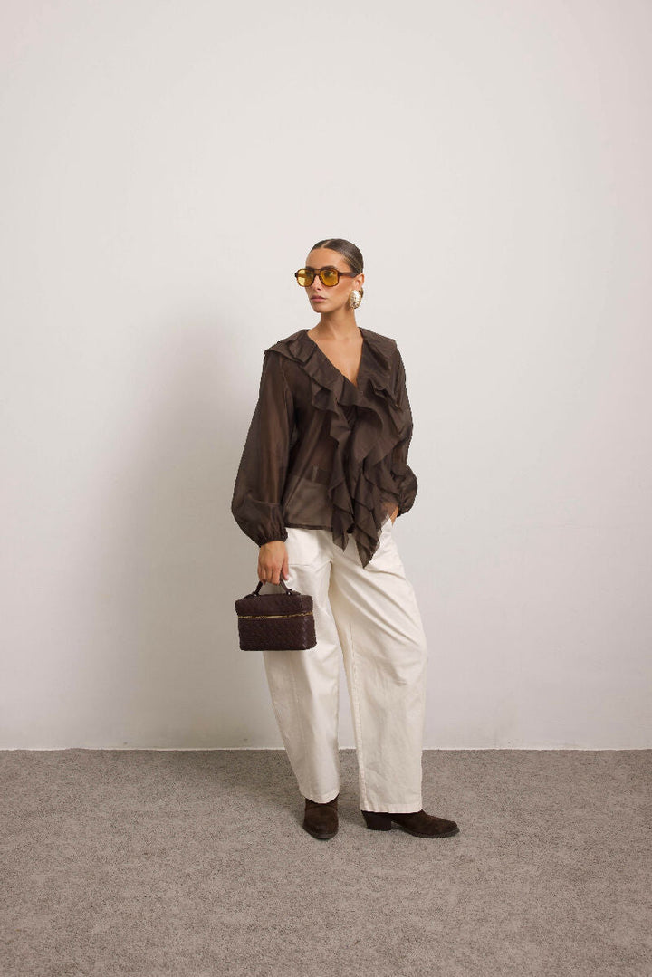 Ruffled Sheer Blouse