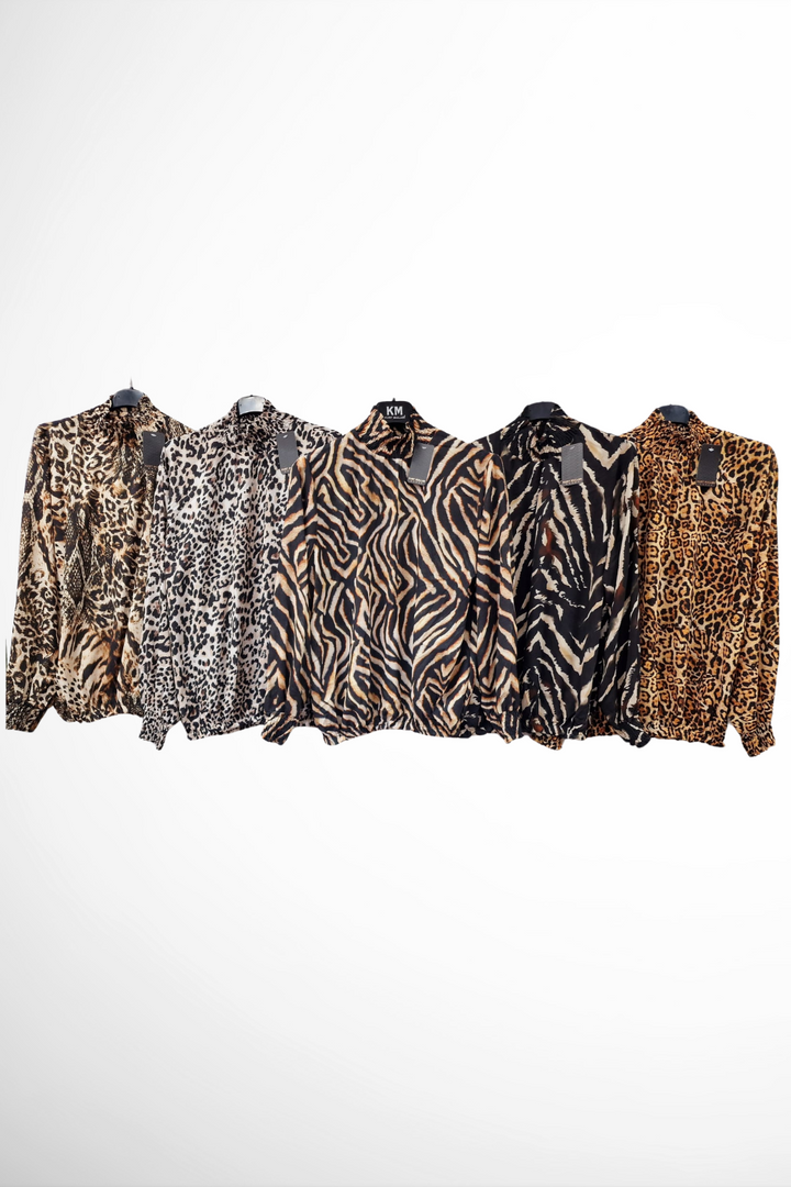 Animal High Neck Blouse - jqwholesale.com